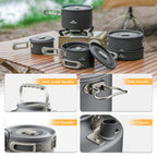 Camping Cookware Kit, Portable Frying Pan, Foldable Kettle, Multi-Function Picnic Tableware, Outdoor Cooking Utensils for Camping, Luxury, Wholesale