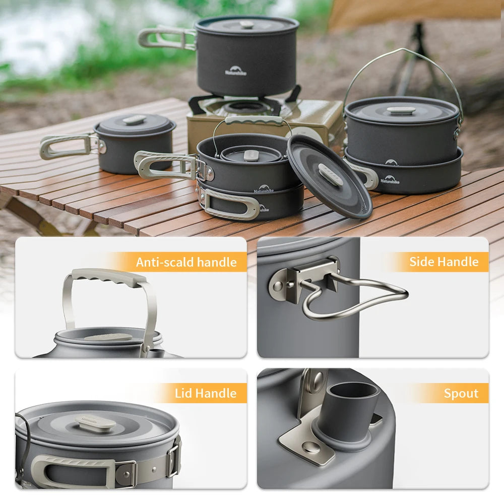 Camping Cookware Kit, Portable Frying Pan, Foldable Kettle, Multi-Function Picnic Tableware, Outdoor Cooking Utensils for Camping, Luxury, Wholesale