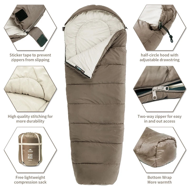 Mummy Sleeping Bag Lightweight Cotton -1℃ to -12℃ for Outdoor Camping, Luxury Comfort, Wholesale Deals, Perfect for Men and Women