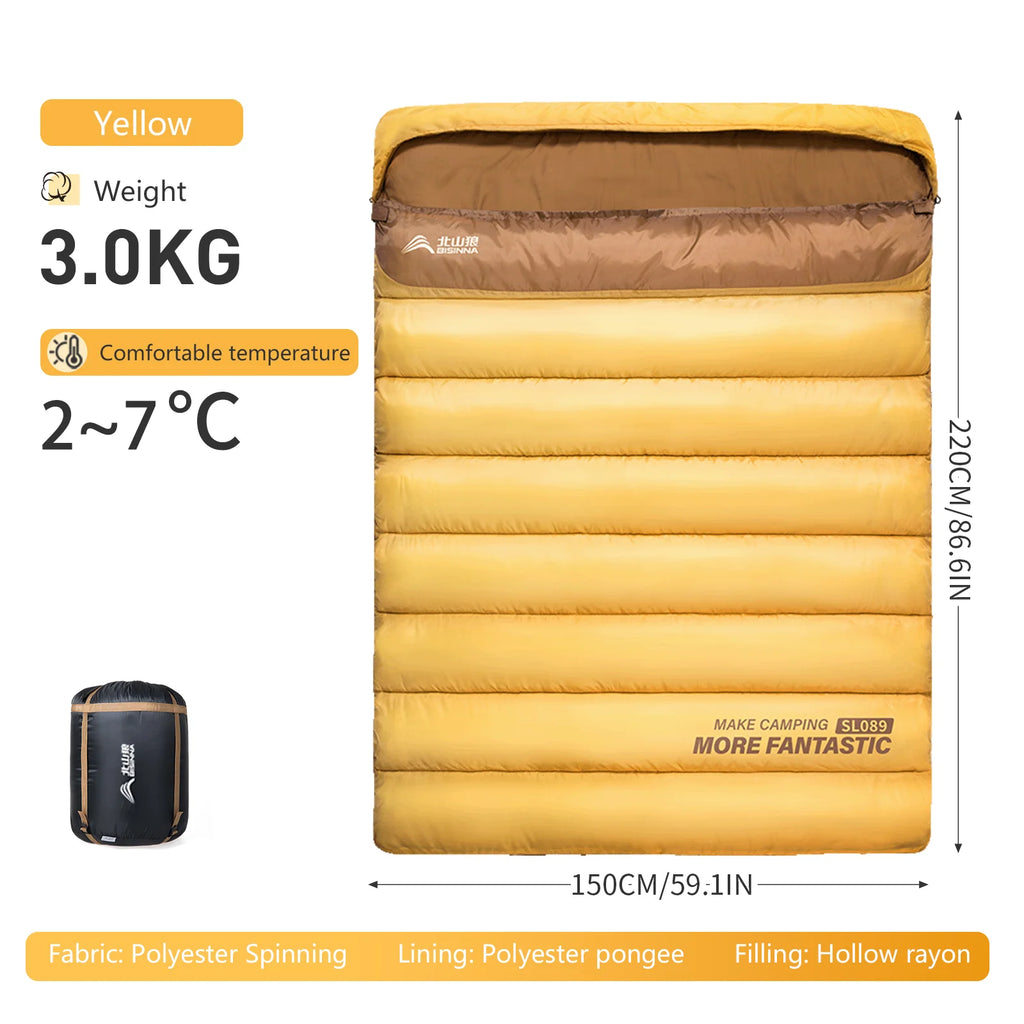 Camping Sleeping Bag for 2 People, Portable Four Seasons, Waterproof, Lightweight, Ideal for Hiking and Travel, Luxury Design, Wholesale
