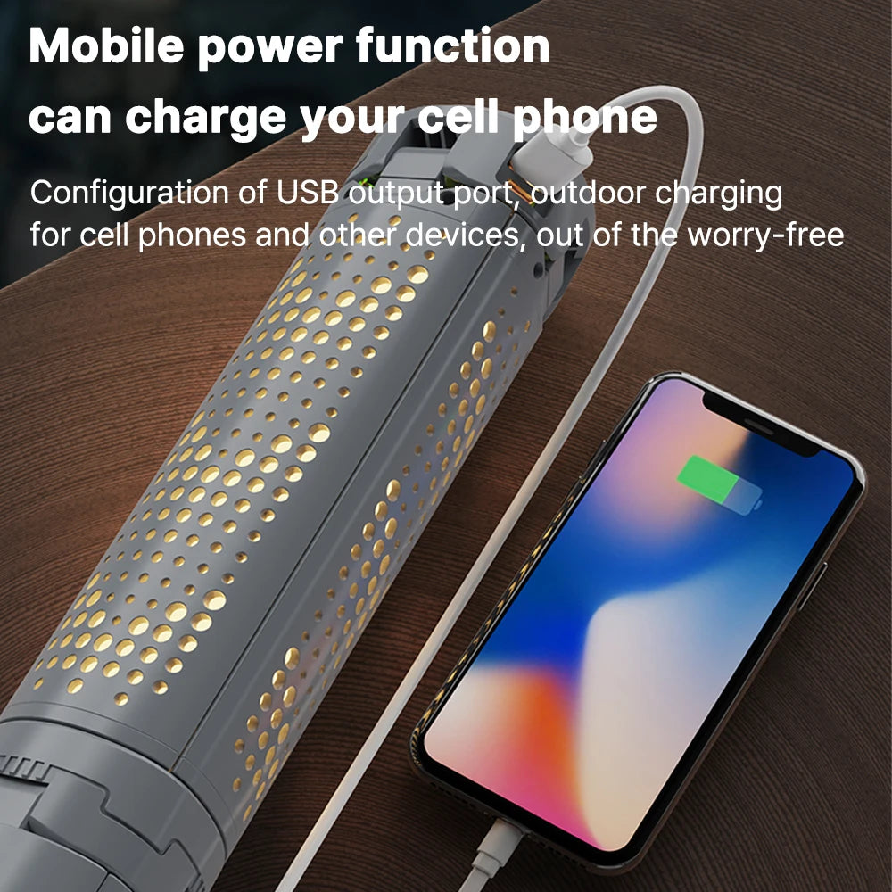 Folding Camping Lantern, Portable Telescopic Light, 8000mAh Waterproof Power Bank, Multi-Function with Triangle Stand, Ideal for Outdoor Activities