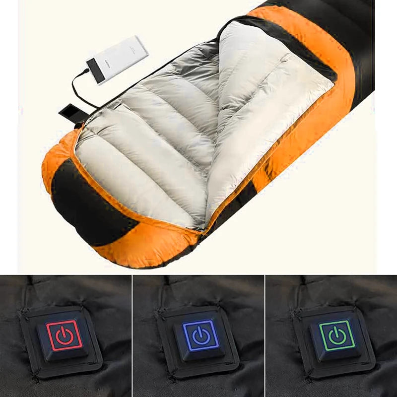 USB Heated Sleeping Bag for Camping, Ultralight Down Cotton Pad, Thermal Mattress for Outdoor Use, Luxury Comfort, Wholesale Options Available