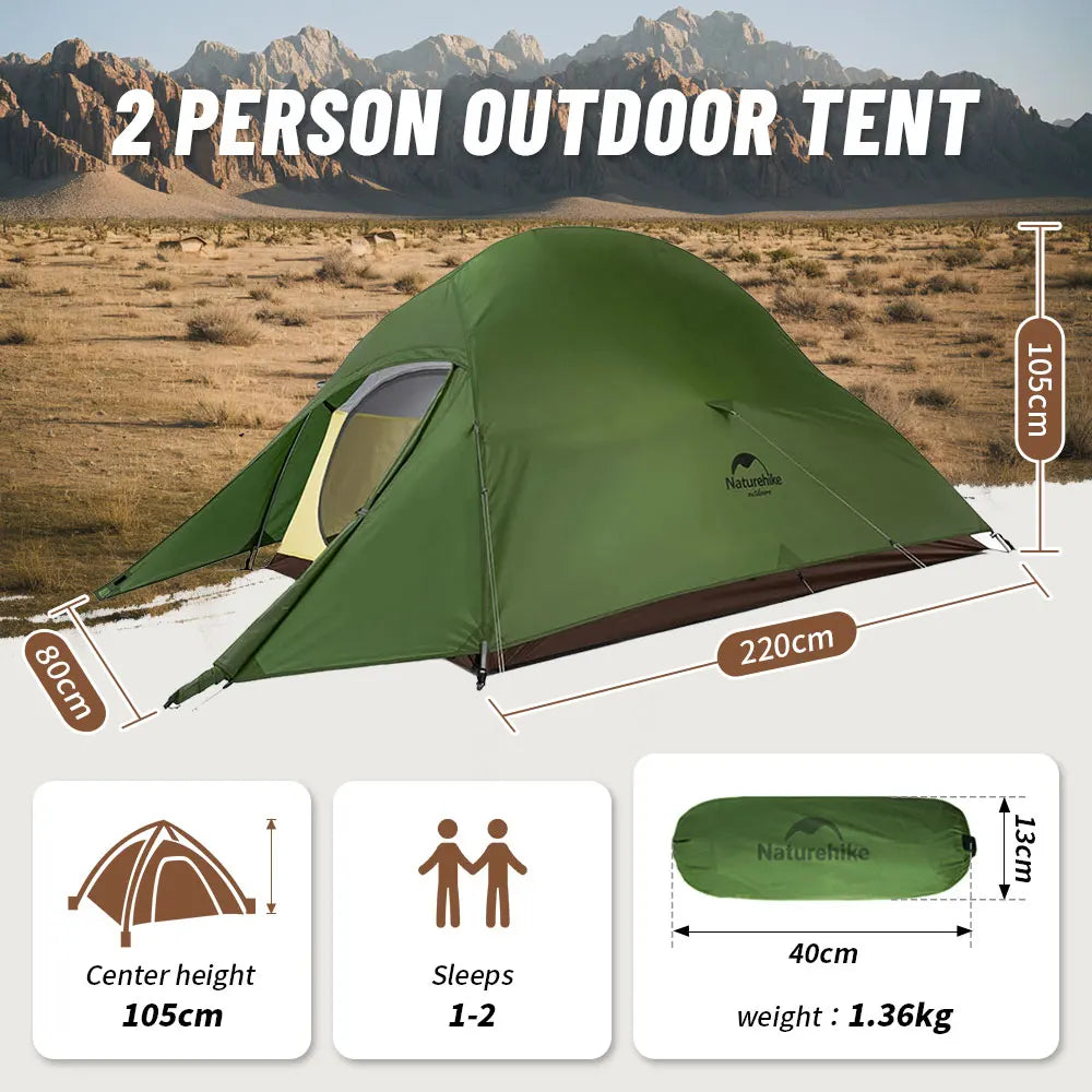 Ultralight Camping Tent for 2 People, Waterproof 20D Fabric, Outdoor Hiking, Travel, Backpacking, Fishing, Wholesale Luxury Option