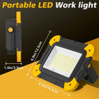 LED Work Spotlight, Portable Rechargeable Flood Light, 5 Mode Heavy Duty Design, Waterproof Camping Lamp for Garage, Fishing, Workshop