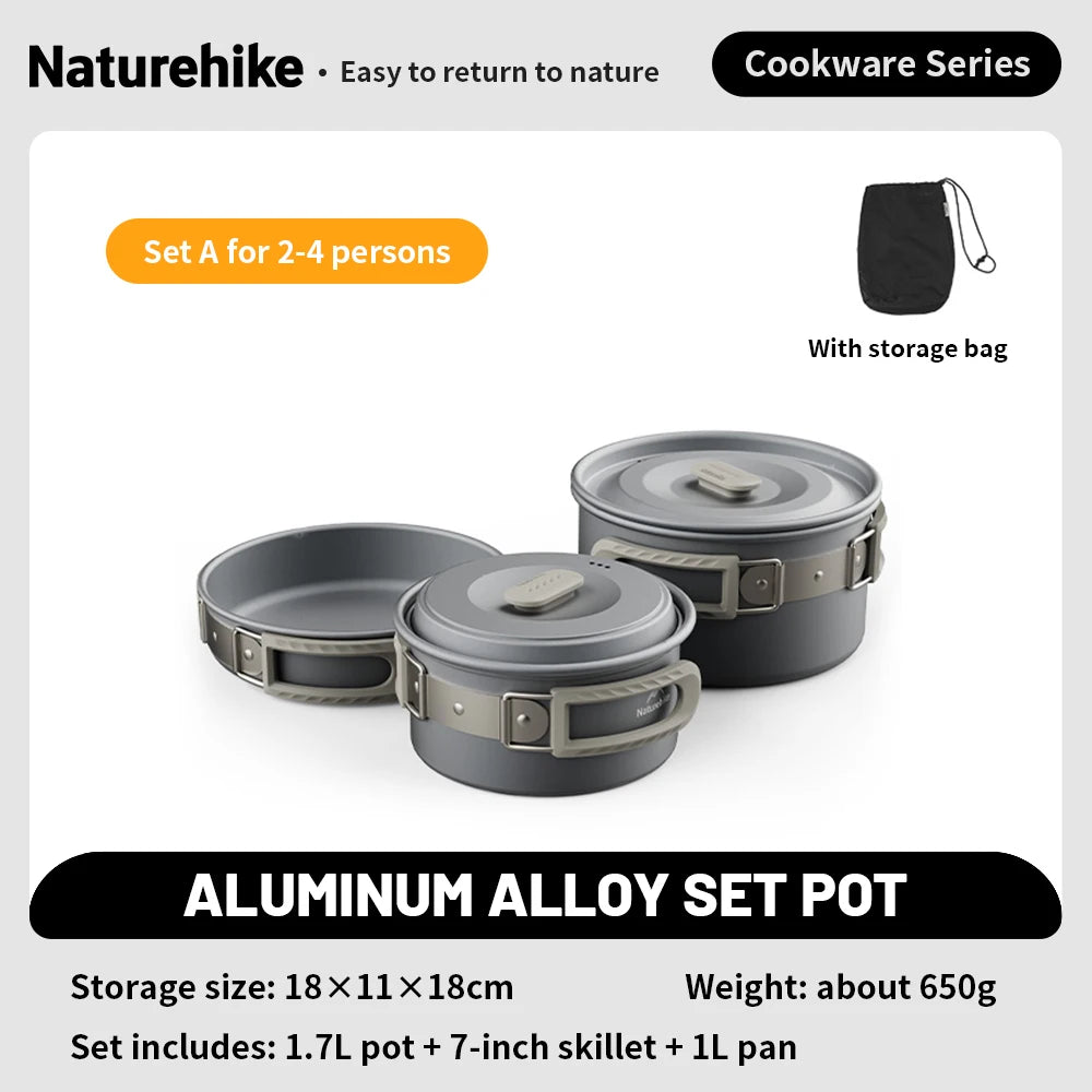 Camping Cookware Kit, Portable Frying Pan, Foldable Kettle, Multi-Function Picnic Tableware, Outdoor Cooking Utensils for Camping, Luxury, Wholesale