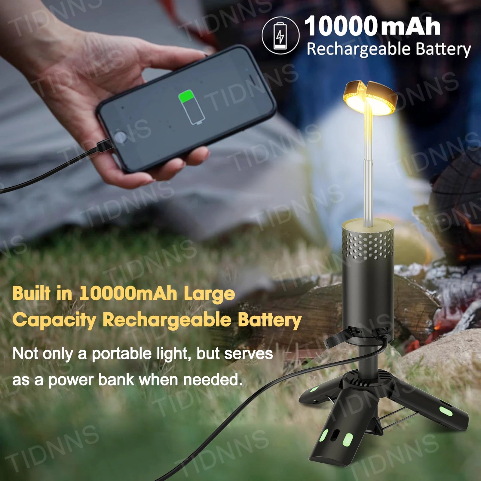 Telescopic Camping Light, Rechargeable Fishing Lantern, 10000mAh Dimming Night Light, Emergency Power Failure Solution, Luxury Wholesale for Outdoors