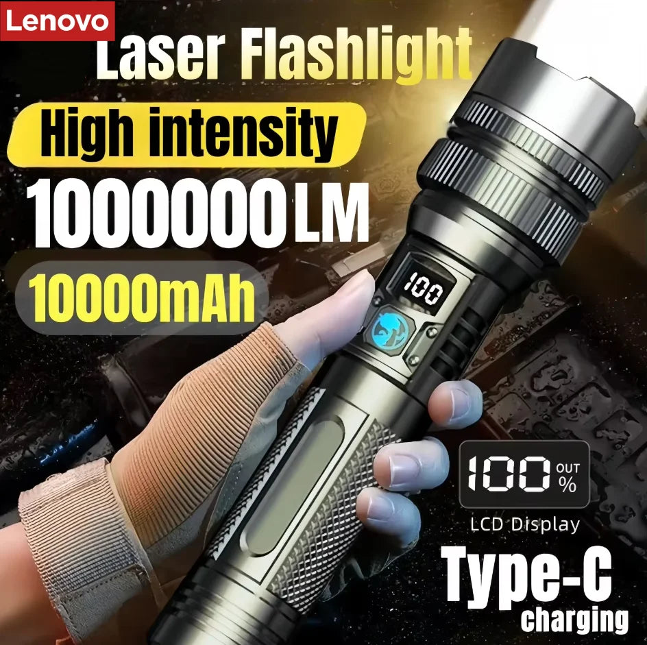 Super Bright LED Flashlight, Rechargeable USB-C, Digital Display, IPX8 Waterproof, Long Lasting for Camping and Emergency, Wholesale Luxury