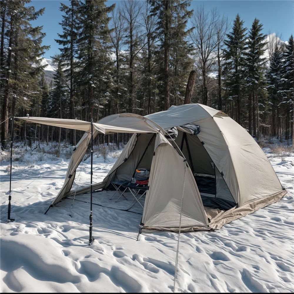 Fireproof Winter Tent for 2 Persons, Waterproof Tunnel Dome with Stove Jack, 4 Season Camping Gear, Luxury Wholesale for Hiking and Outdoor Adventures