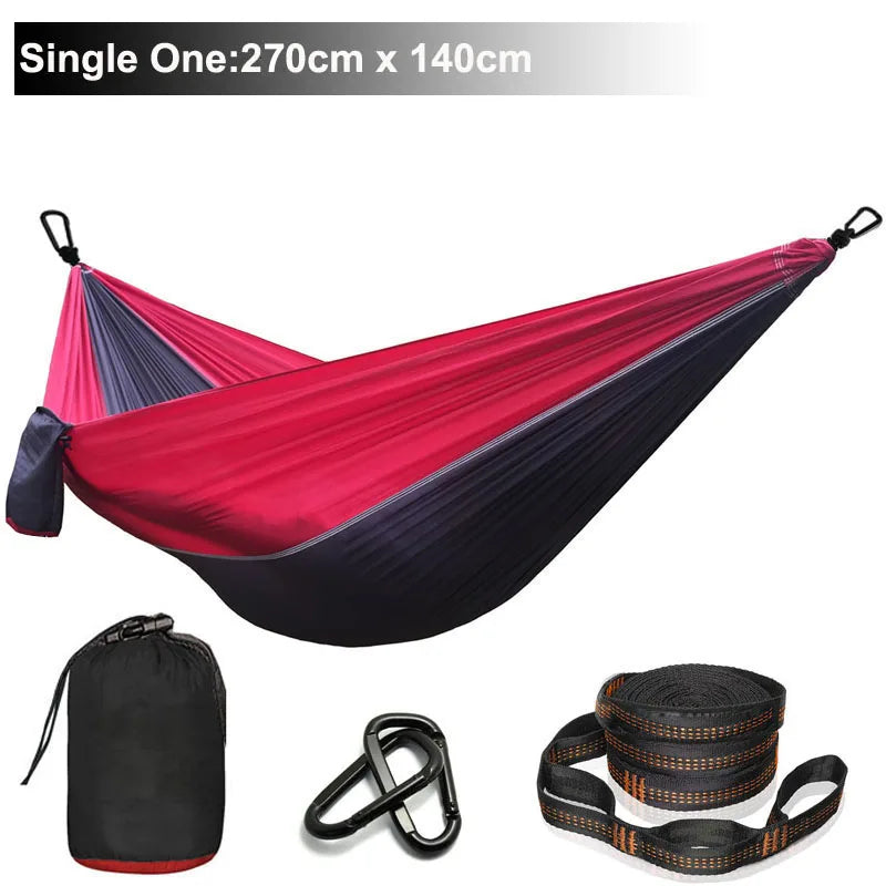 Double Person Parachute Hammock, Solid Color, Heavy Duty With Straps, Black Carabiner, Camping Outdoor Furniture, Luxury Experience, Wholesale Offer