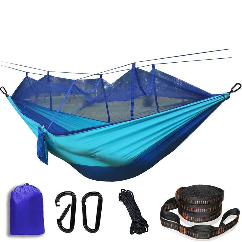 Lightweight Camping Hammock with Mosquito Net, Durable 210T Parachute Nylon, Breathable Fabric for Outdoor Adventures, Luxury Wholesale Options