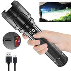 Super Bright LED Flashlight, Rechargeable USB-C, Digital Display, IPX8 Waterproof, Long Lasting for Camping and Emergency, Wholesale Luxury