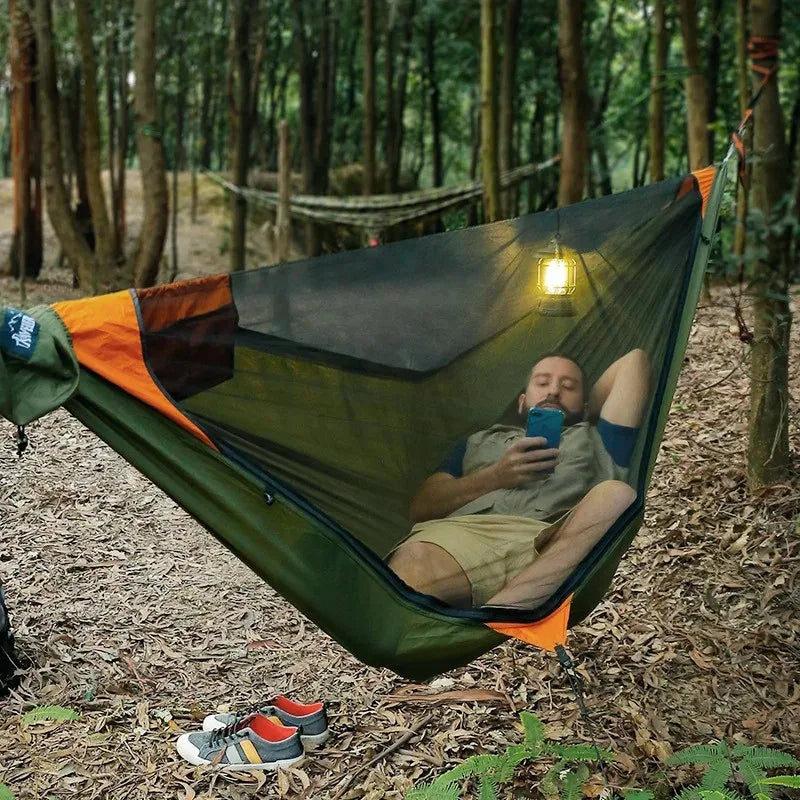 Portable Outdoor Mosquito Net Hammock, Quick Open Anti-Rollover Design, Travel Camping Swing for Nature Hikes, Wholesale Luxury Quality