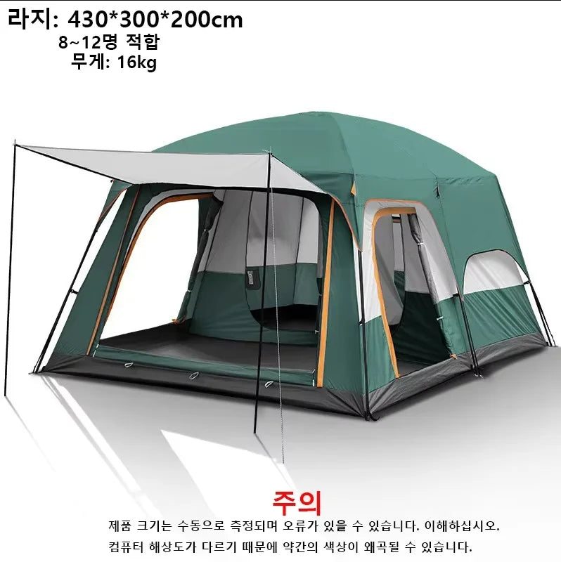 Camping Tent, Waterproof 4-Season Shelter for 3-12 People, Double Layer, Family Outdoor Backpacking Equipment, Luxury Design, Wholesale Availability