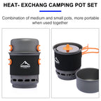 Camping Cooking System, Outdoor Gas Burner Stove, Portable Pot Set, Heat Exchanger Tableware, Luxury Wholesale Cookware for Hiking and Tourism