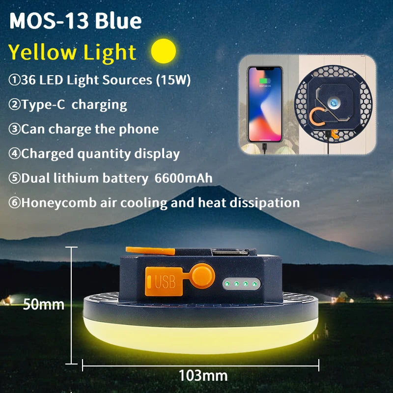 Outdoor Camping Light, Portable Rechargeable LED Tent Lamp, Magnetic Fishing Light, Emergency Household Lighting, Wholesale Luxury, Large Capacity