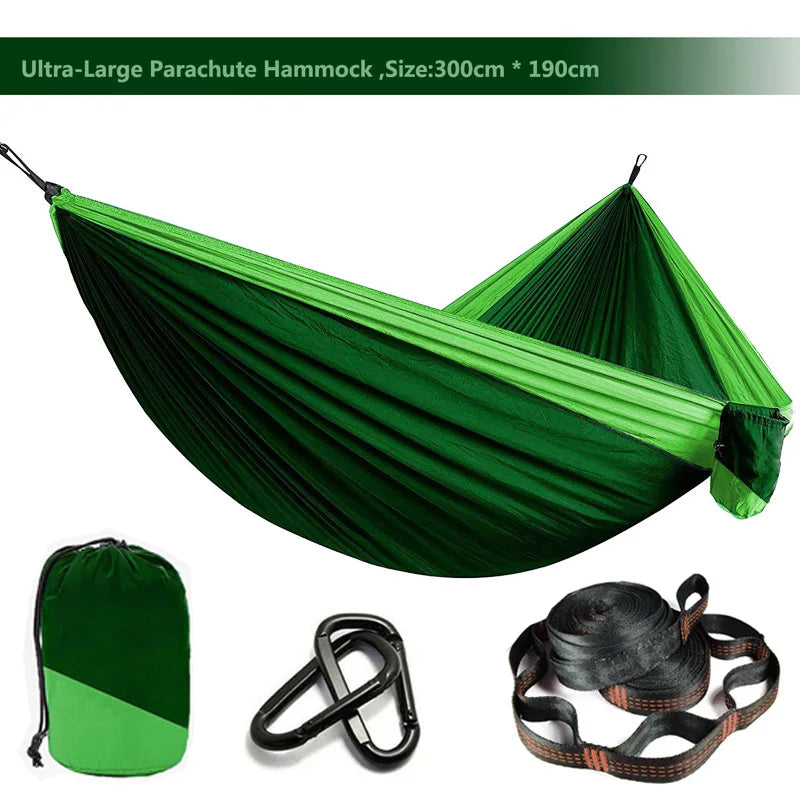 Double Person Parachute Hammock, Solid Color, Heavy Duty With Straps, Black Carabiner, Camping Outdoor Furniture, Luxury Experience, Wholesale Offer