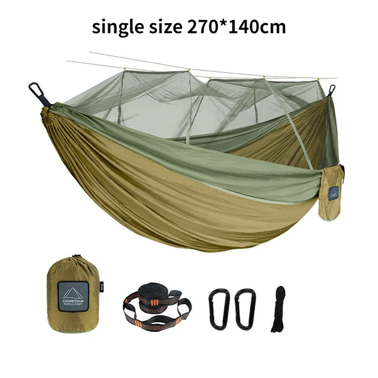 Hammock for Camping, Portable Nylon Fabric with Mosquito Net, Single and Double Size, Outdoor Use, Lightweight, Wholesale Luxury