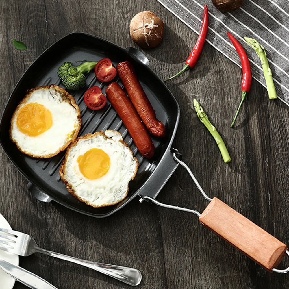 Camping Cookware Frying Pan Non-Stick, Durable Folding Handle, Portable for Outdoor Hiking, Picnic Cooking Equipment, Luxury Wholesale
