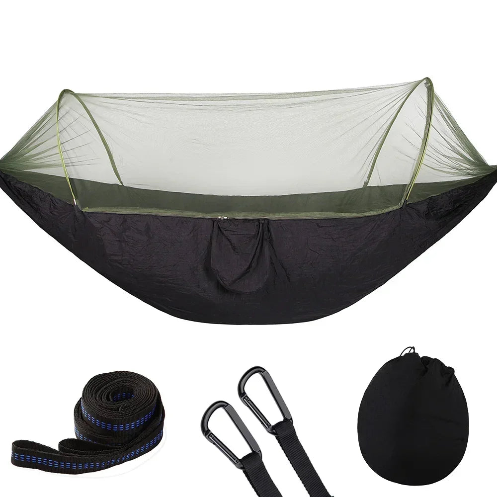 Camping Hammock with Mosquito Net, Portable Parachute Material, Lightweight Swing Bed for Outdoor Adventures, Wholesale Luxury Travel Gear