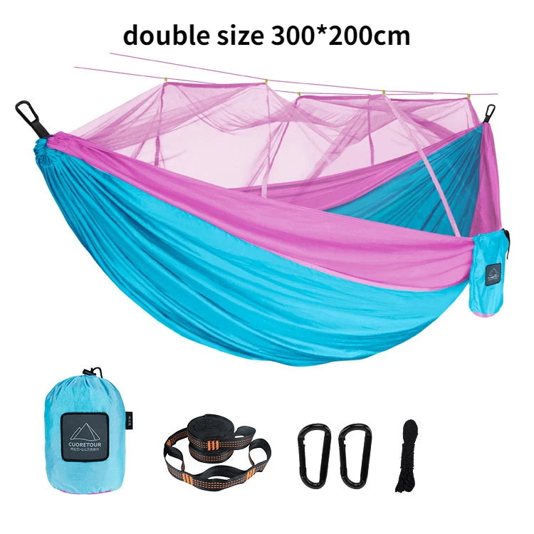 Hammock for Camping, Portable Nylon Fabric with Mosquito Net, Single and Double Size, Outdoor Use, Lightweight, Wholesale Luxury