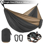 Double Person Parachute Hammock, Solid Color, Heavy Duty With Straps, Black Carabiner, Camping Outdoor Furniture, Luxury Experience, Wholesale Offer