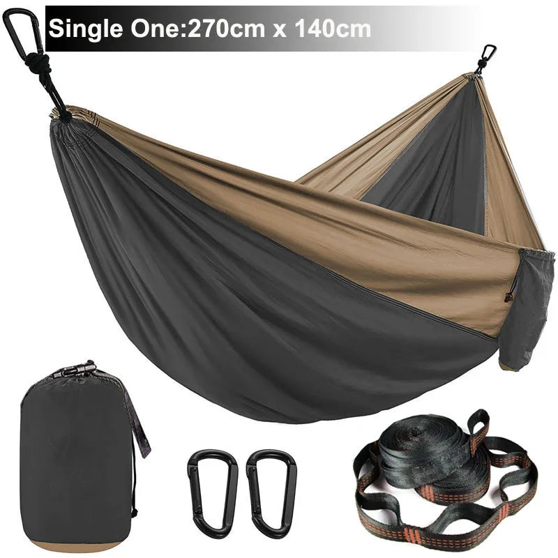Double Person Parachute Hammock, Solid Color, Heavy Duty With Straps, Black Carabiner, Camping Outdoor Furniture, Luxury Experience, Wholesale Offer