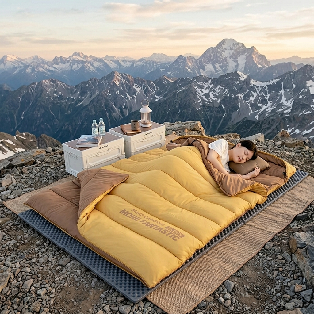 Camping Sleeping Bag for 2 People, Portable Four Seasons, Waterproof, Lightweight, Ideal for Hiking and Travel, Luxury Design, Wholesale