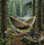 Double Person Parachute Hammock, Solid Color, Heavy Duty With Straps, Black Carabiner, Camping Outdoor Furniture, Luxury Experience, Wholesale Offer